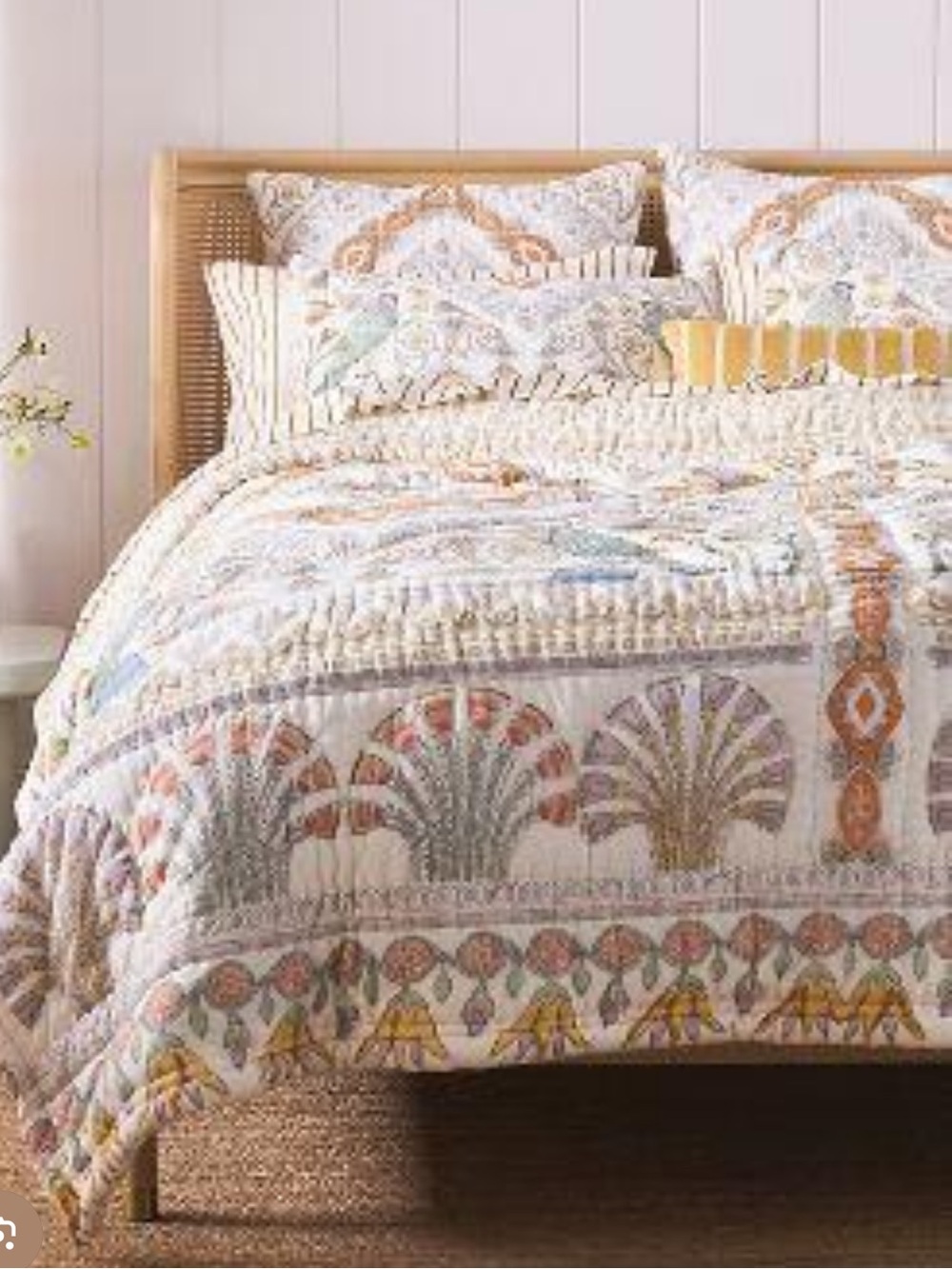 Anthropologie Cotton Voile Printed King Feyra 3 piece Set